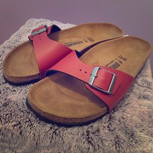 NEVER WORN RED BIRKENSTOCKS